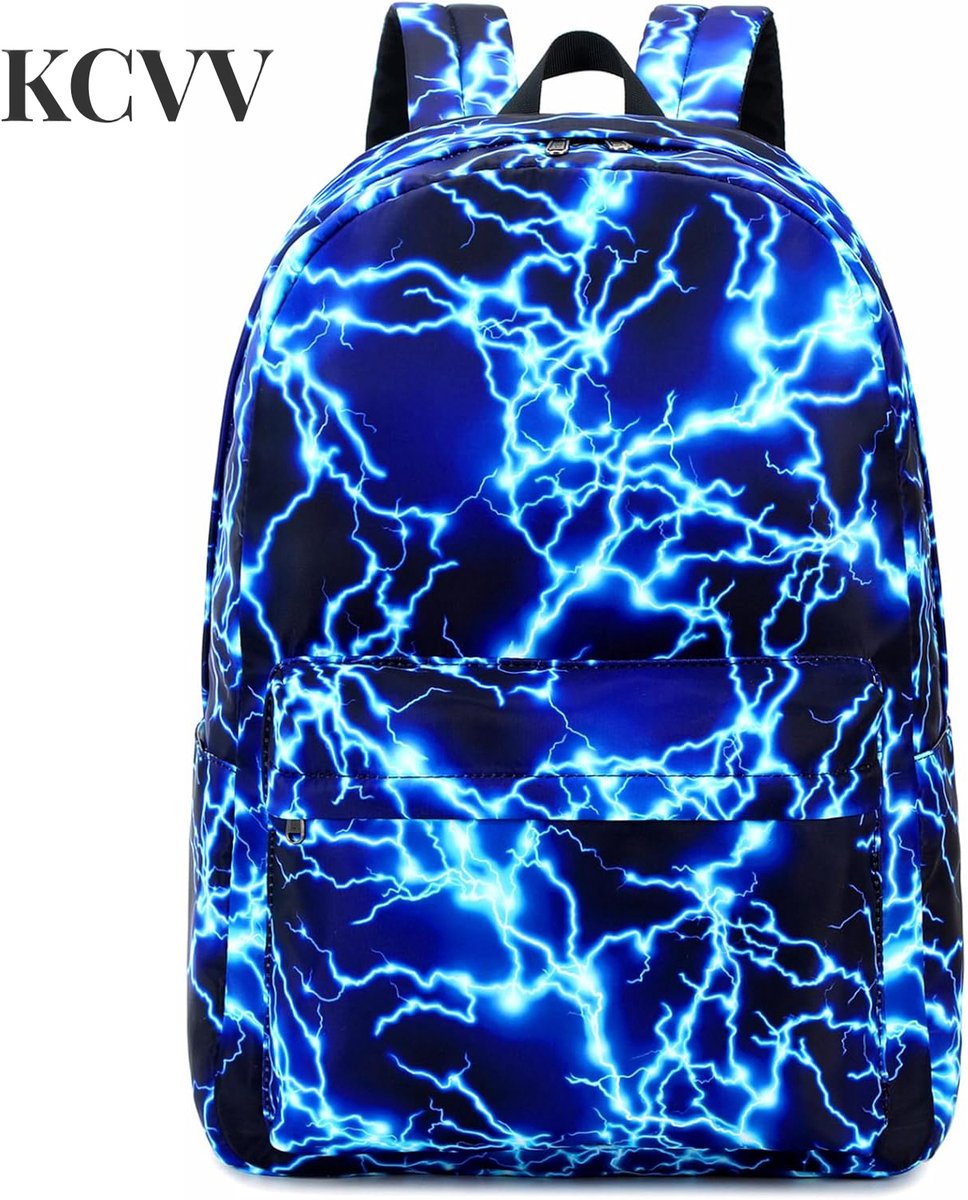 schoolrugzak tieners-school rugzak jongens-schoolrugzak-Schoolrugzak voor jongens - Lightning Laptoprugzak - Waterdicht en lichtgewicht voor tieners - Blauw - 47x28x12cm
