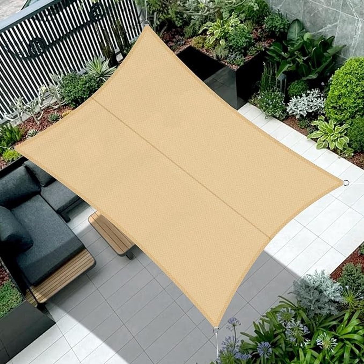 PolkaHome Schaduwdoek Waterdicht Rechthoekig 3.5x5m Zand