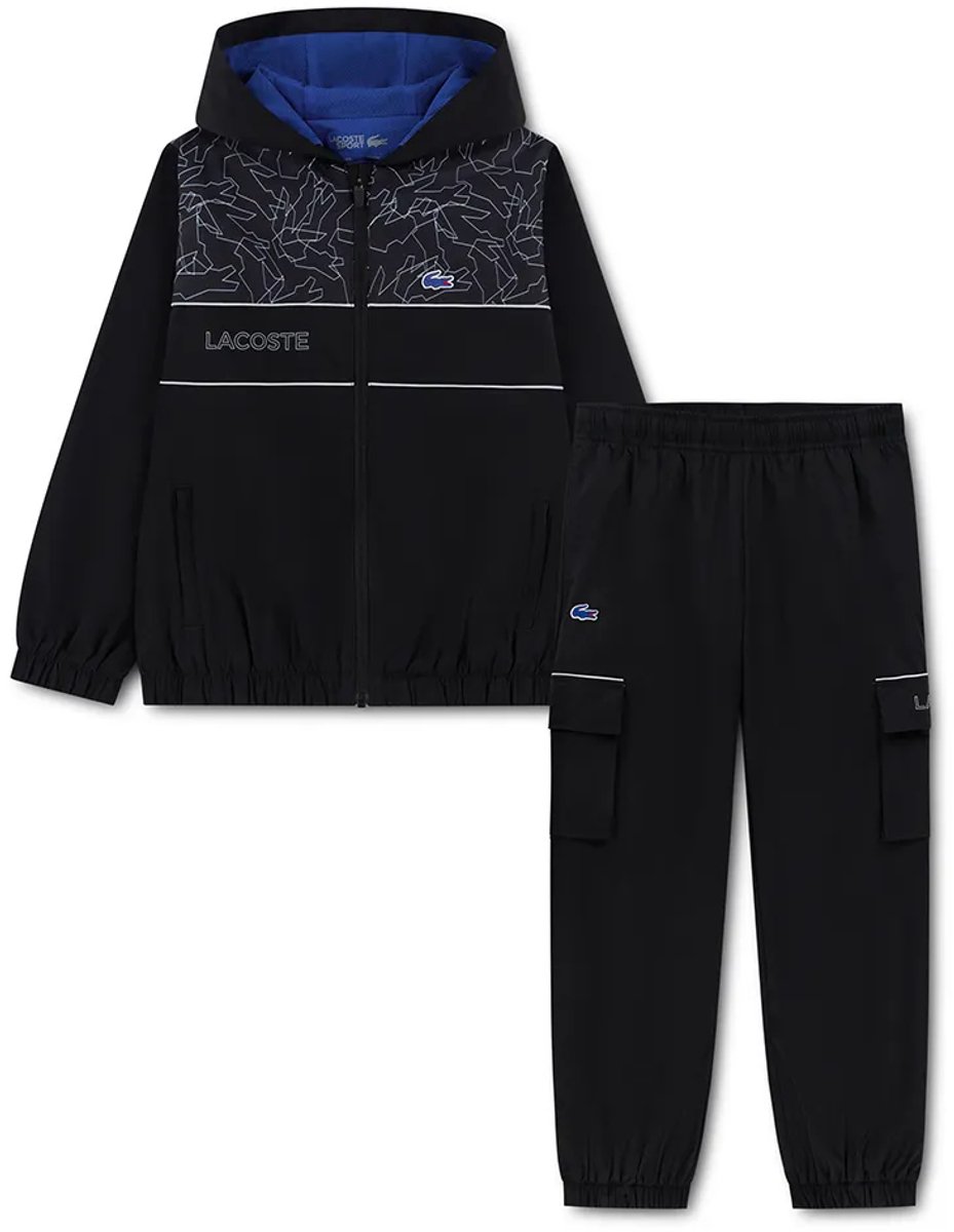 Lacoste Mesh Lined Diamond Taffeta Set Met Lange Mouwen 14 Years Kinderen Zwart
