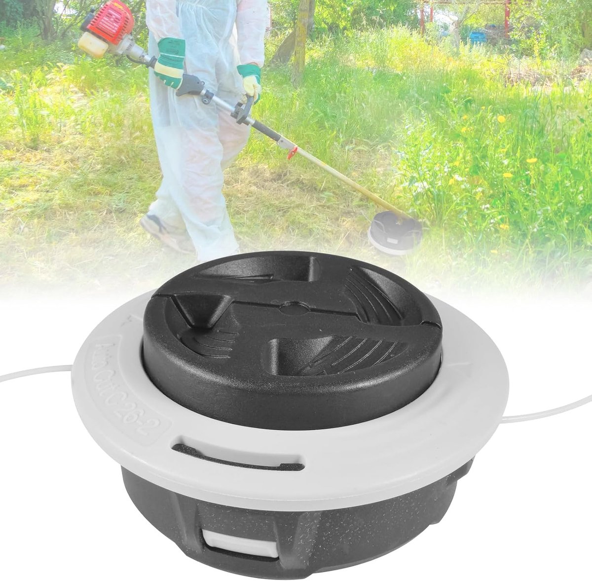 Vervang de maaikop AutoCut C26-2, draadkop voor bosmaaier, trimmerkop met robuuste stalen knop, voor Stihl FS55 FS56 FS55RT FS56R FS70 FS70R FS74 FS76 FS80, M10x1.0FLH