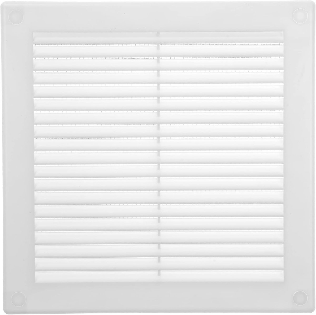 Systems 150 x 150 mm - Witte ventilatieafdekking - Platte rechthoekige ventilatiesleuven met muggennet - HVAC-ventilatieopeningen voor badkamer, thuiskantoor