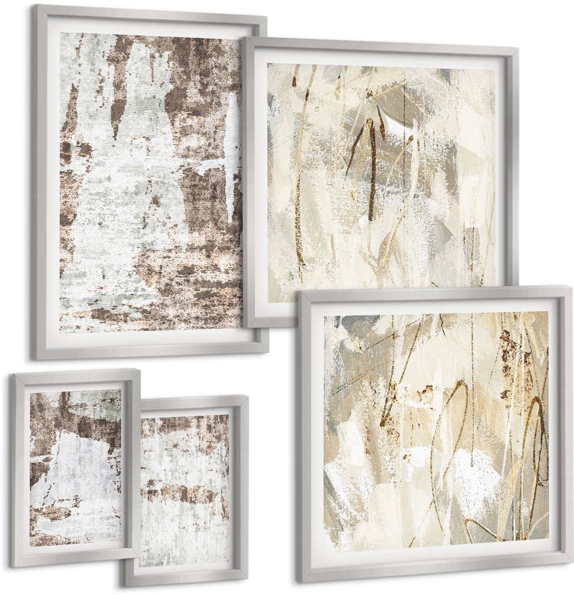 Coloray 5-Delige Schilderij Set - Bruggen En Stedelijke Architectuur In Grijstinten - 20 x 30 cm - Decoratieve Muurdecoratie - Slaapkamer - Interieur Decoratie