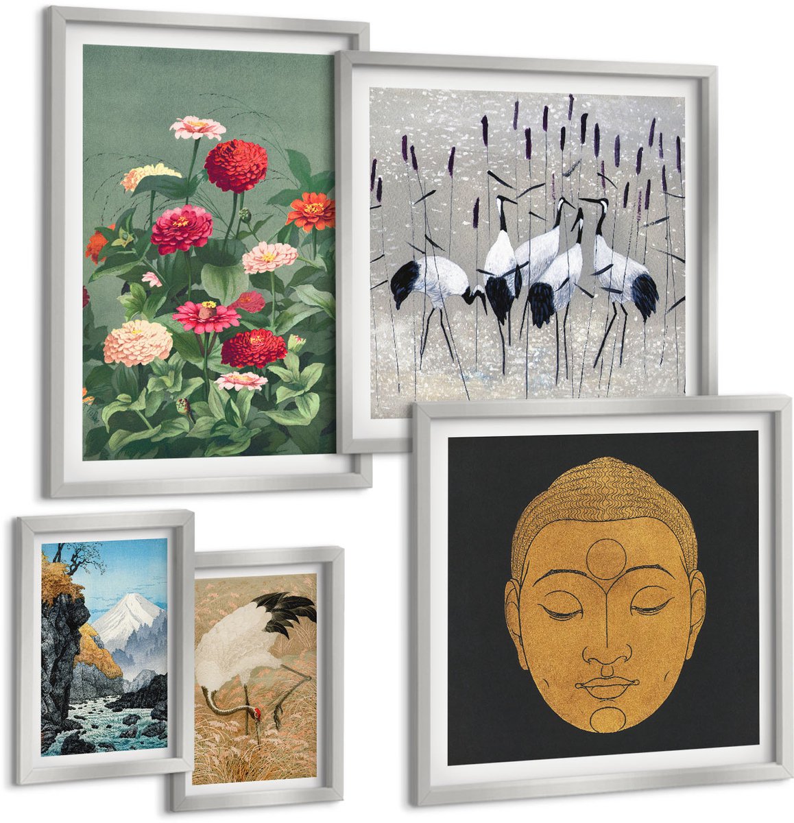 Coloray 5-Delige Schilderij Set - Prachtige Straten, Historische Architectuur, Eiffeltoren - 20 x 30 cm - Wanddecoratie - Moderne Interieurdecoratie - Woonkamer Decoratie