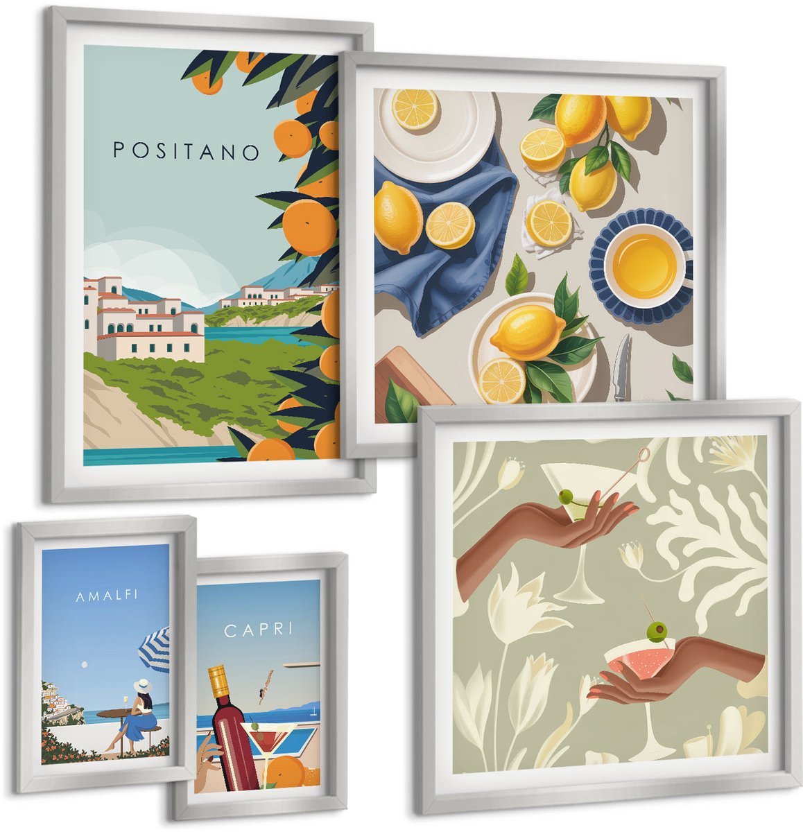 Coloray 5-Delige Schilderij Set - Bloemenposterontwerpen Londen Tokio Dublin - 20 x 30 cm - Muurdecoratie - Interieur Decoratie - Stijlvolle Muurdecoratie