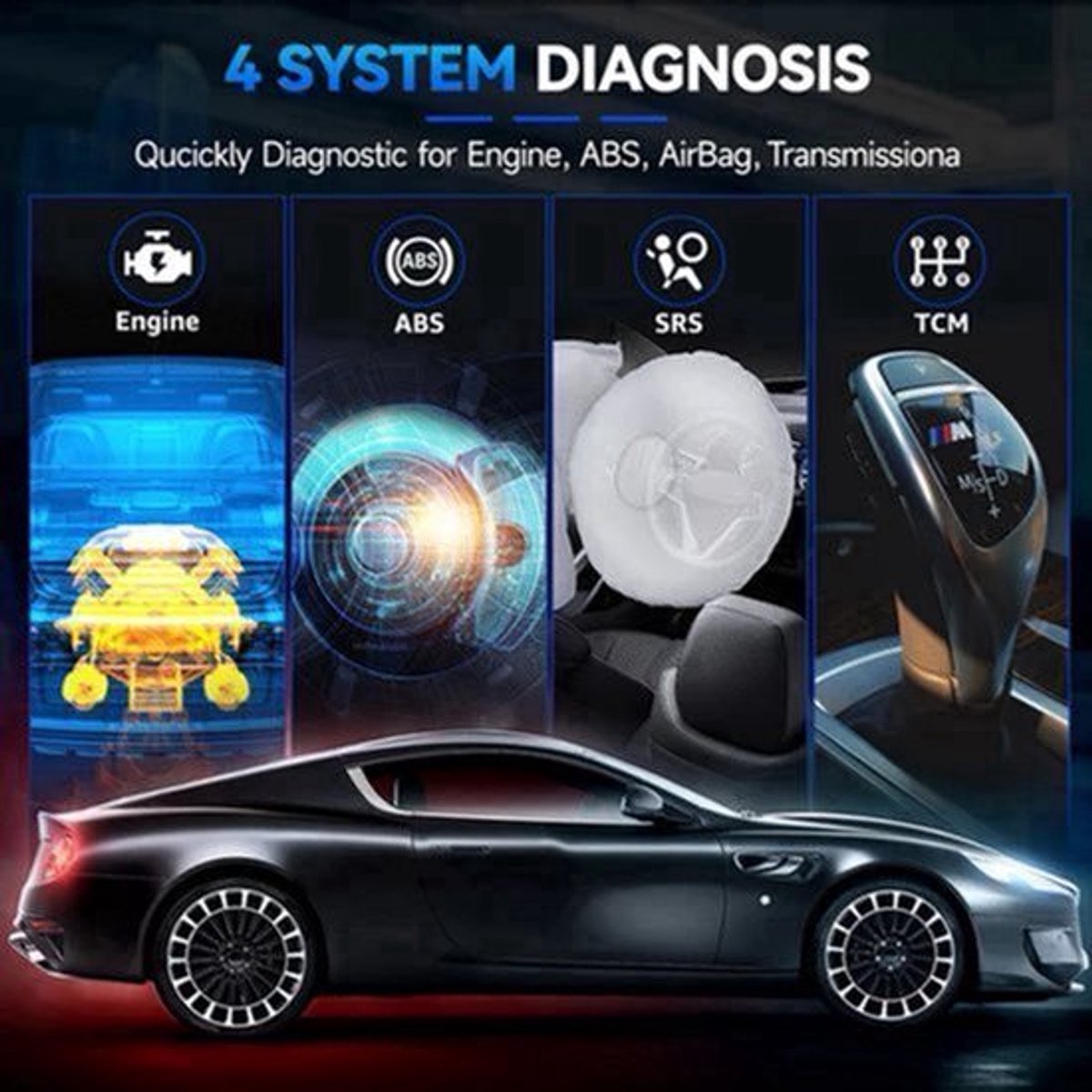 OBD2 Scanner – Autodiagnose Tool – Foutcodes Lezer – Motor Scanner – ABS Scanner – 4-in-1 Diagnose – 64+ Merken Compatibel