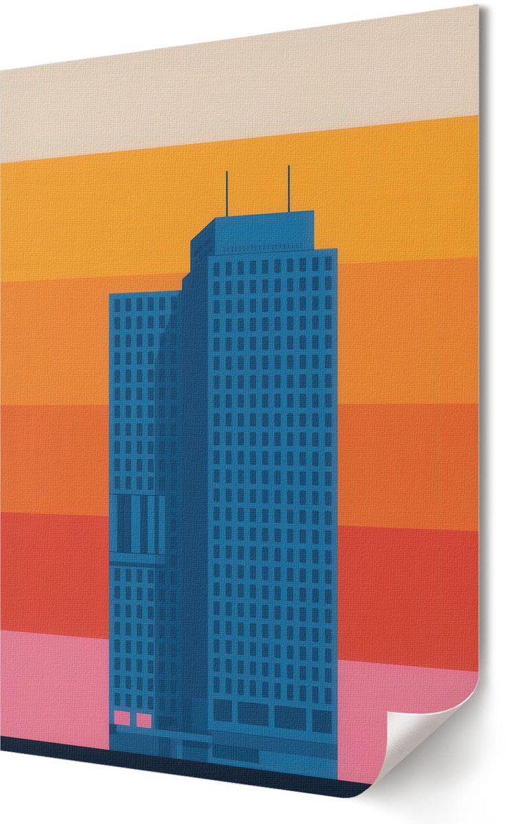 Coloray Polycanvas Poster - Gedraaide Toren, Fotografie - A2 - Blauw Design - Rechthoek - Decoratieve poster - Woonkamer, Slaapkamer, Kantoor - Modern