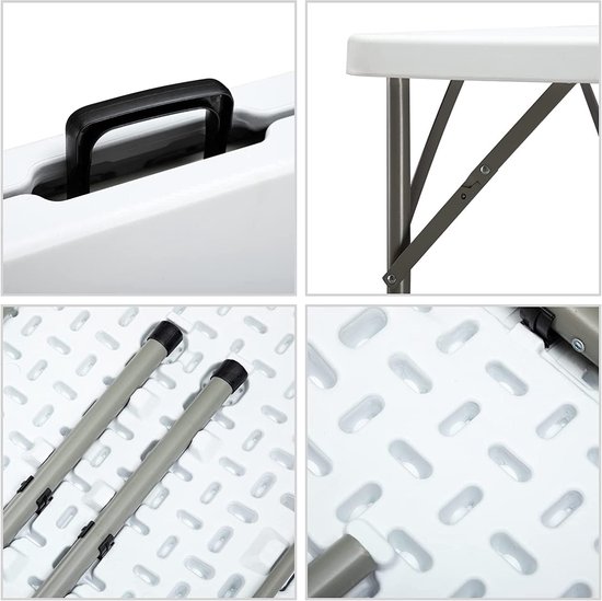 Klaptafel Vierkant - Picknicktafel Tuin - Buiten Eten - Met Handvat - 87x87x74 cm - Wit — afbeelding 4