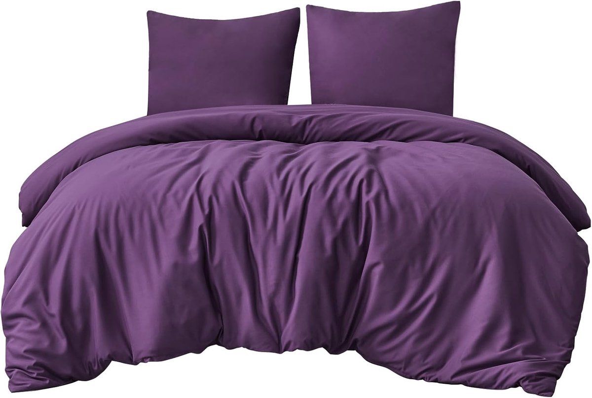 Dekbedovertrekset 200x220 cm - 3-delig Microvezel - Met Ritssluiting - Paars