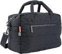 Sac à langer noir avec poignées, bandoulière et une poche zippée à l'arrière.