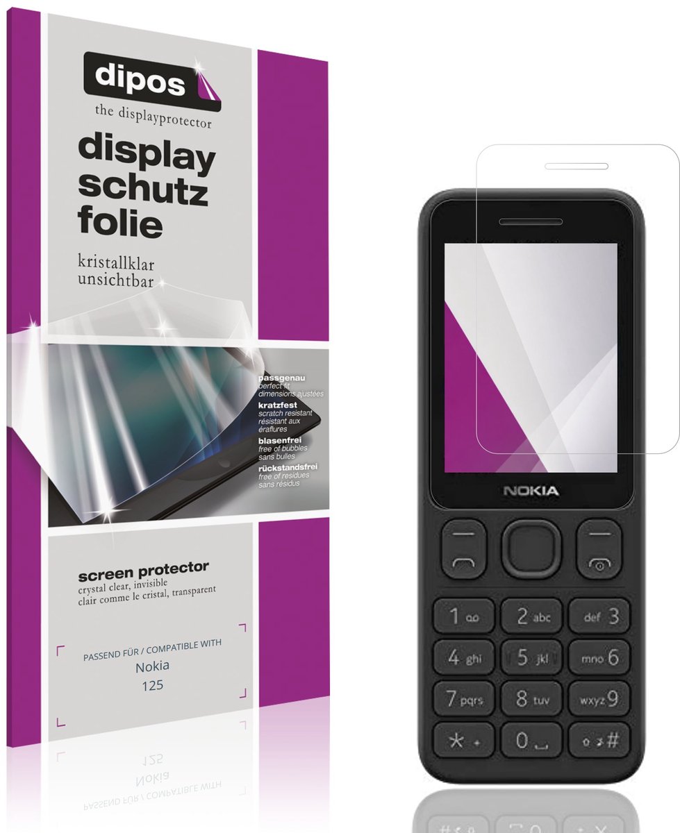 dipos – 4x Beschermfolie geschikt voor Nokia 125 | Krasbestendige & heldere Screenprotector Ultra-Thin