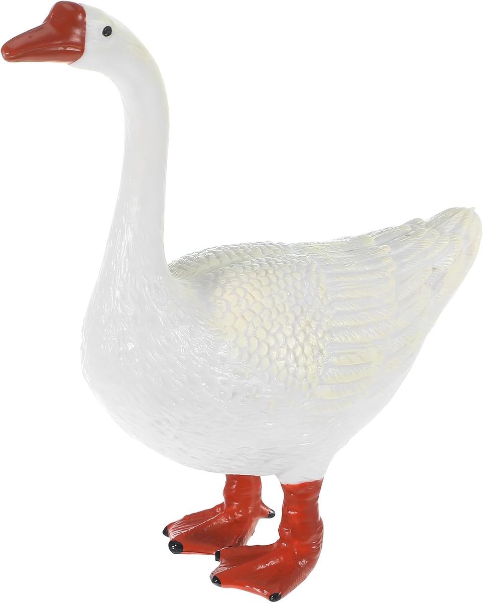 Gans standbeeld boerderij dier sculptuur: tuin gans standbeeld tuin boerderij dier beeldje land Pasen patio woondecoratie voor binnen buiten desktop (wit)