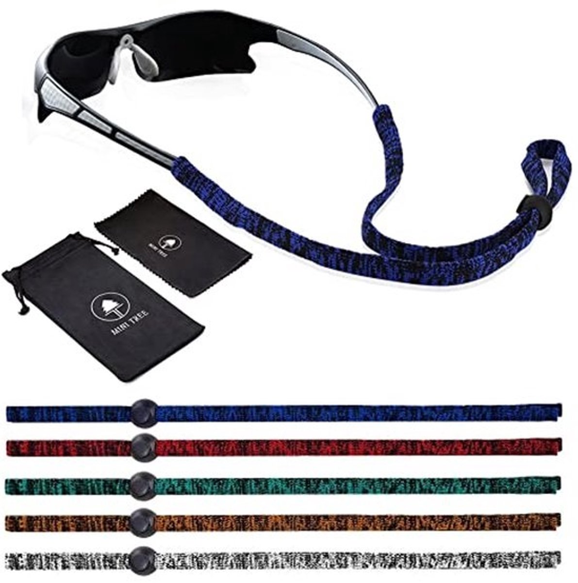 Sportbrillen riem - verstelbare lanyard voor zonnebrillen, antislip en holle glas (5 stuks)