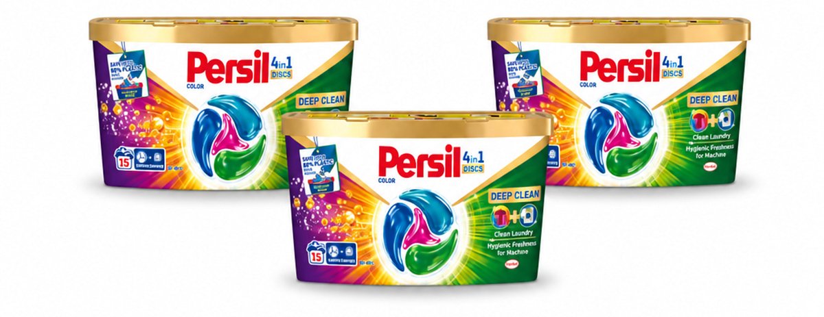 3 x Persil - Wasmiddel - Wasmiddelcapsules Discs Gekleurde Was - Voor Gekleurde Was - 15 wasbeurten - Voordeelverpakking - 3 stuks