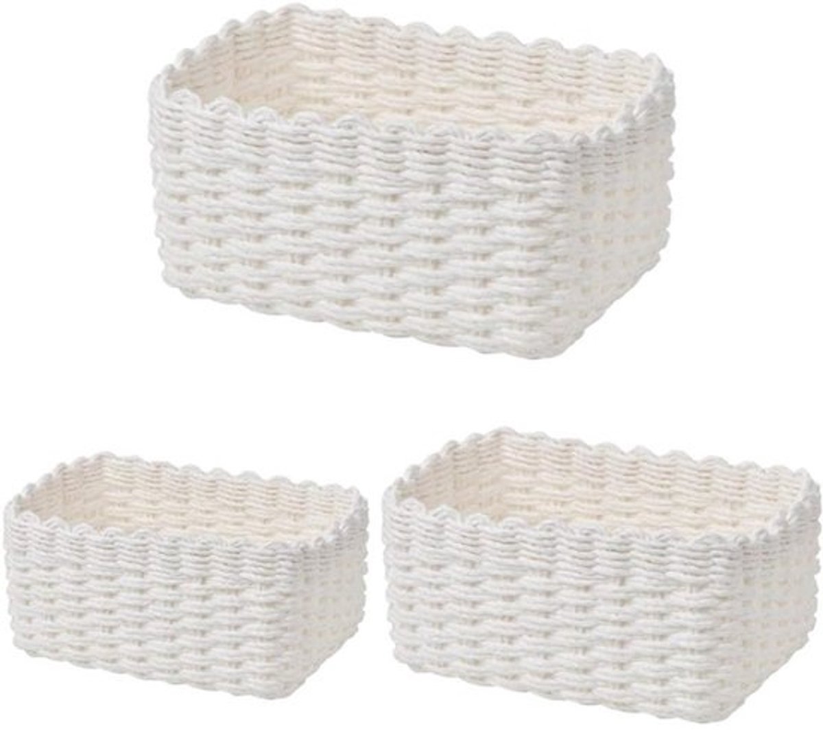 Set van 3 Woven Opbergmanden in Diverse Maten - Multifunctionele Organizers van Gerecycled Papieren Touw voor Kast, Lade en Plank