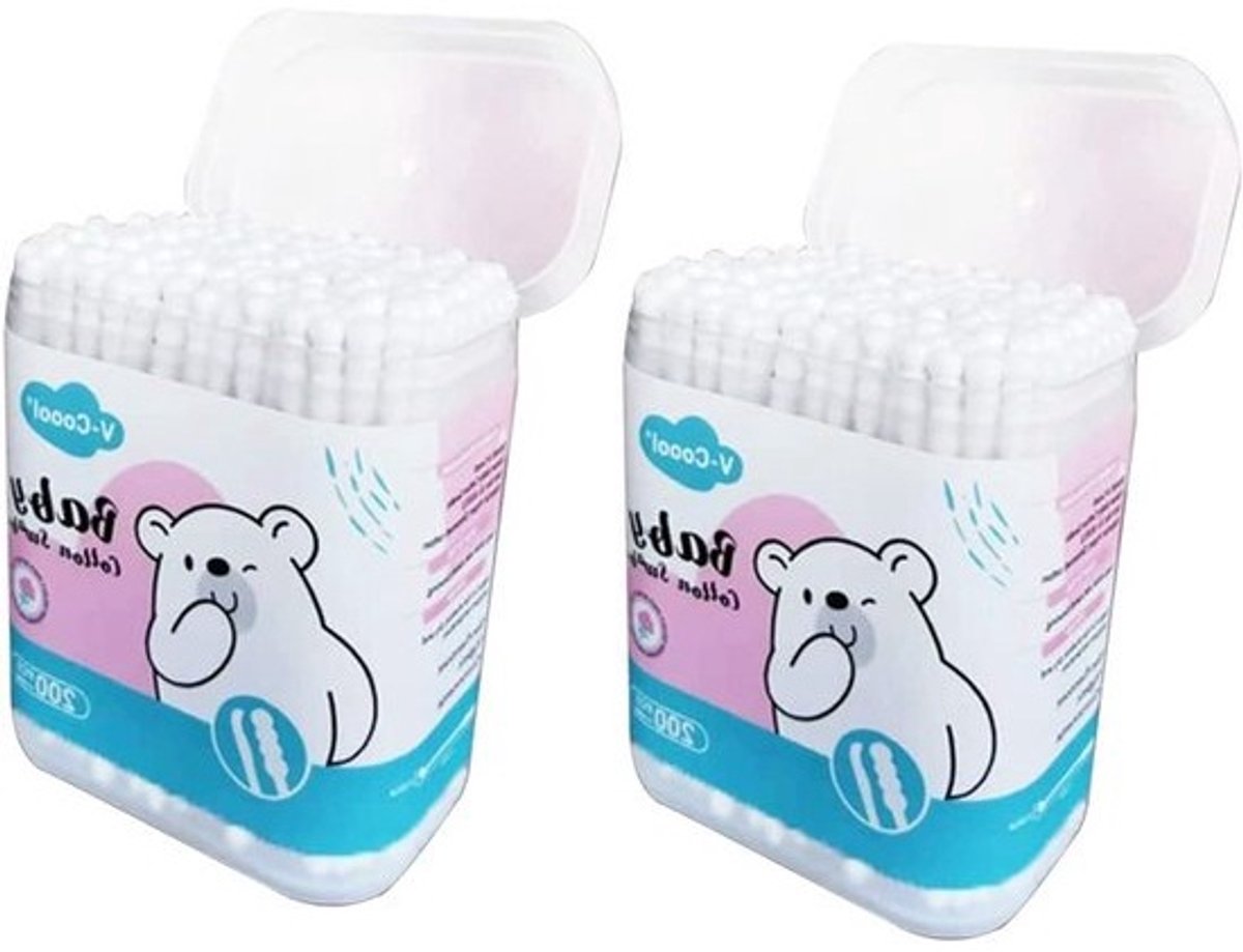 400 Stuks Veiligheidswattenstaafjes voor Baby's en Kinderen - 100% Biologisch Katoen