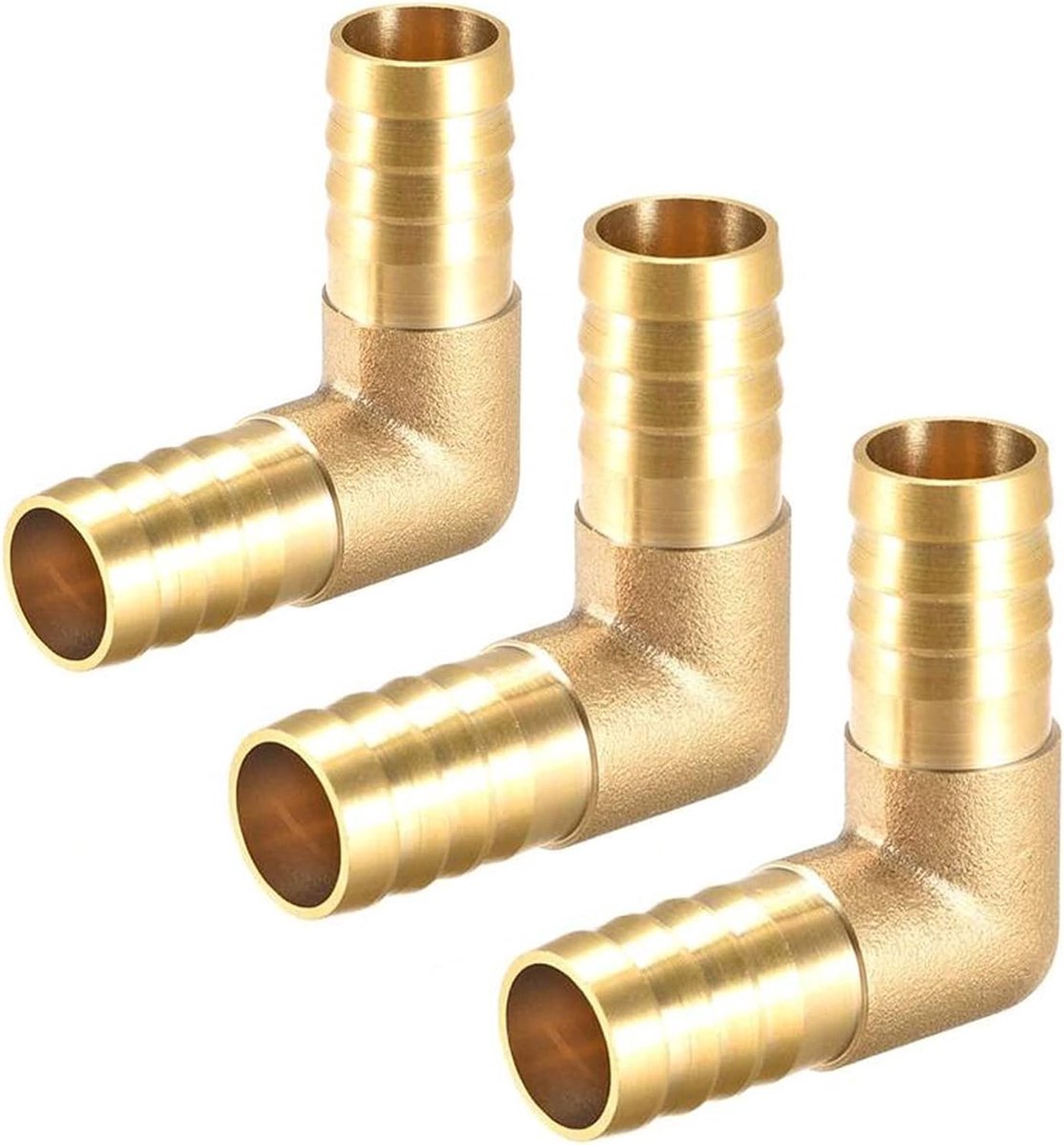 3 Stuks 16mm Messing 90 Graden Bocht Koppeling voor Slangen en Buizen voor Lucht, Water en Olie