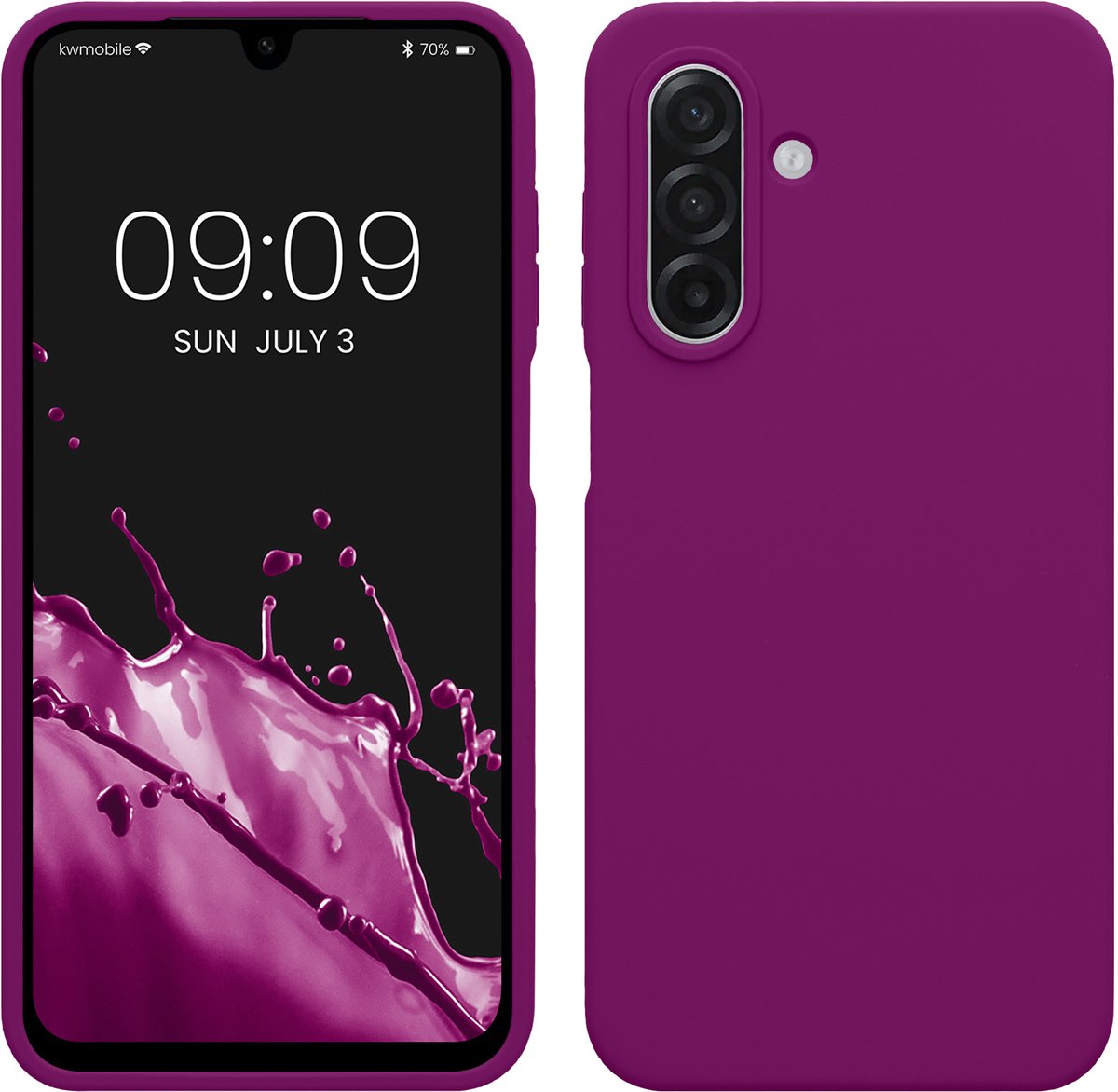 kwmobile telefoonhoesje geschikt voor Samsung Galaxy A18 4G / 5G - Hoesje met siliconen coating - Smartphone case in neon paars