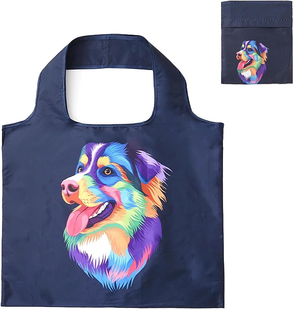 Grote Vouwbare Winkeltas 50 x 40 cm met Dierenprint, Herbruikbaar, Scheurvast, Lichtgewicht, Ideaal voor Winkelen en Reizen