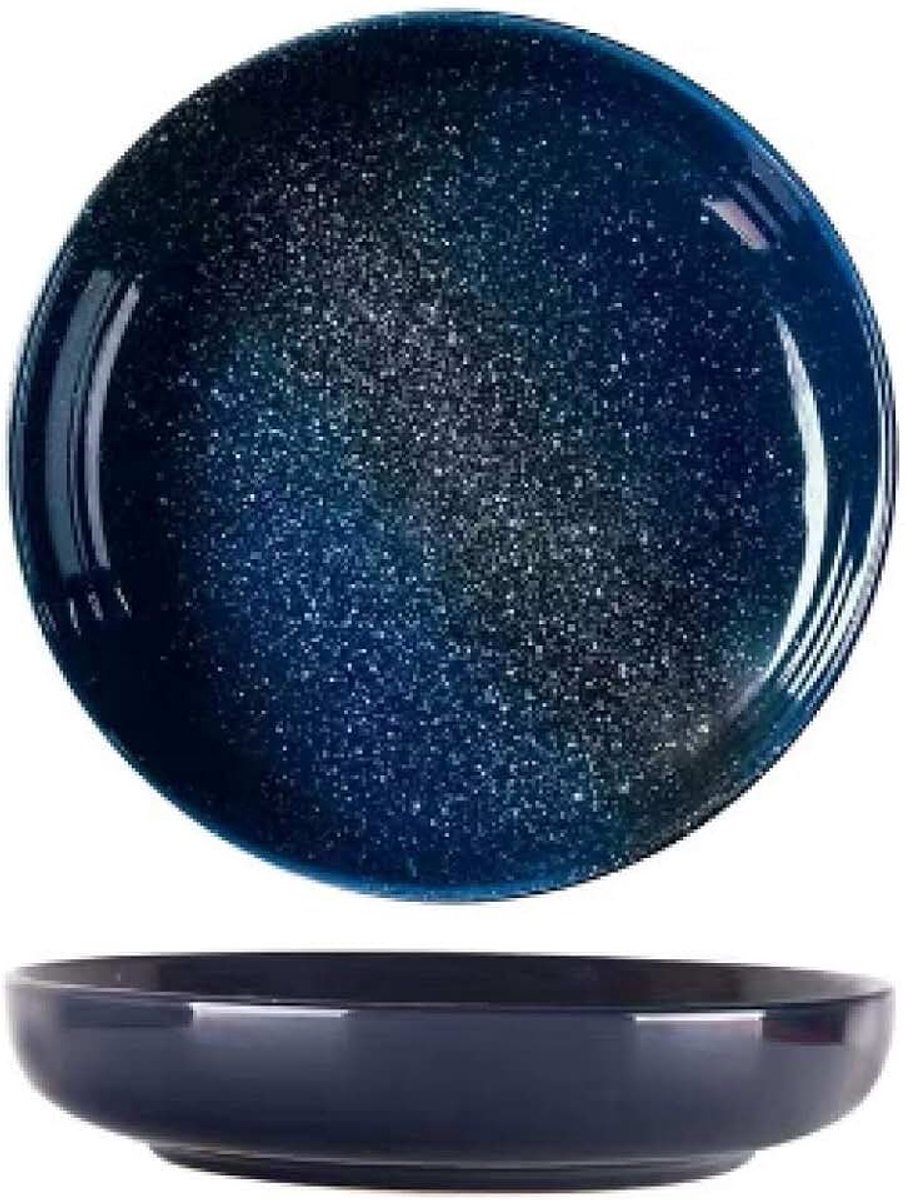 Set van 2 Japanse huishoudens, 25 cm (10 inch), keramische borden, soep, kom, grote kom, sterrenhemel, mist van 26,5 x 5,5 cm