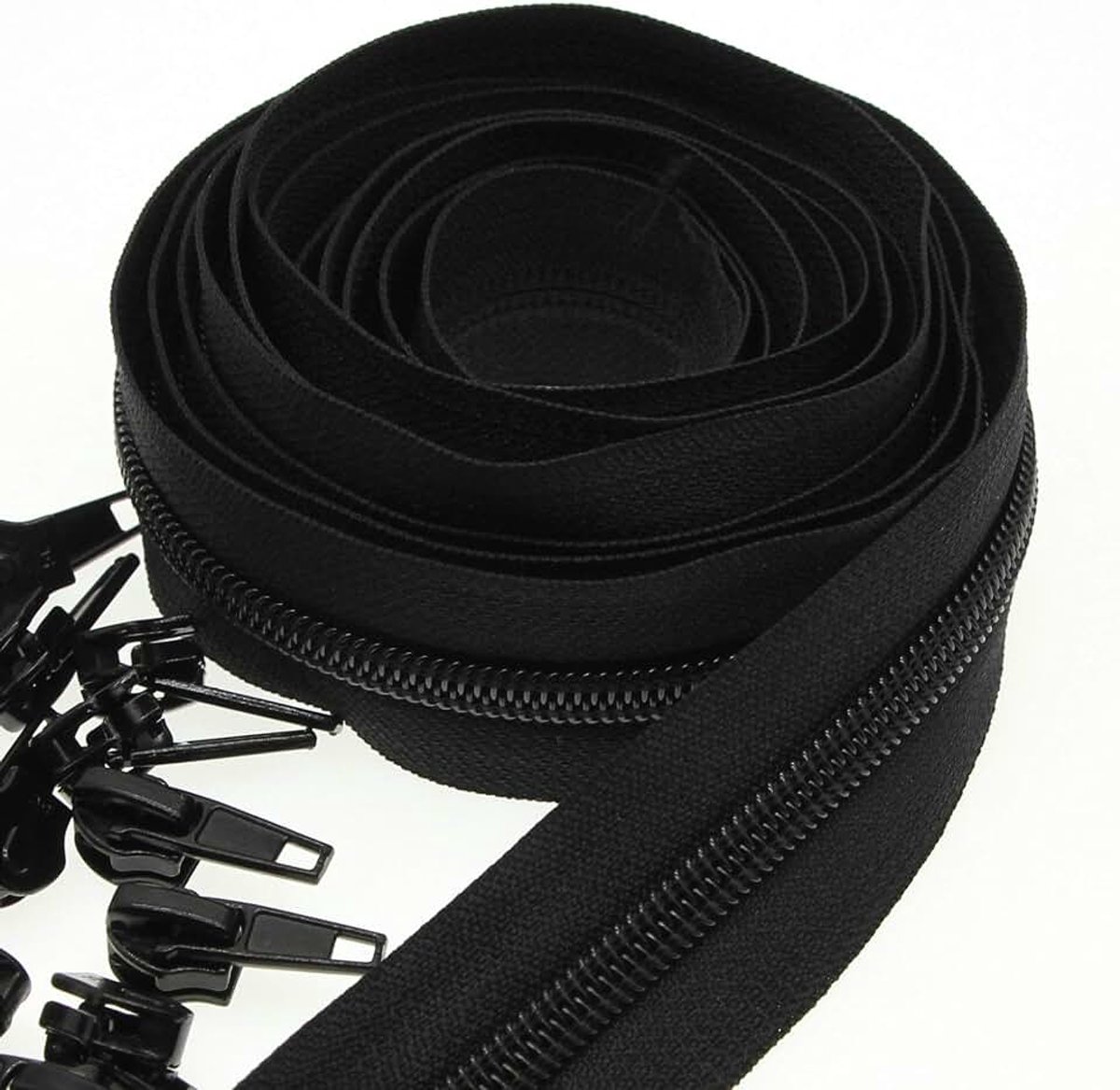 #5 Zwarte nylon spiraalritsen van The Yards Bulk 10 Yards met 25 stks Sliders voor DIY kleermaker naaien ambacht, bagage, jurk, bankkussens, kussen, tas