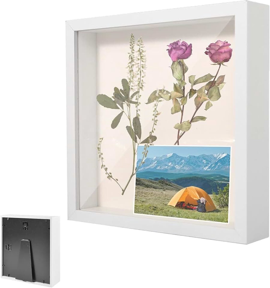 Fotolijst om te vullen, houten objectlijst, diepte 3 cm, 3D-fotolijst, 30 x 30 cm, met transparante acrylplaat, 3D-lijst voor herinneringen, voor huwelijkscadeau, wit