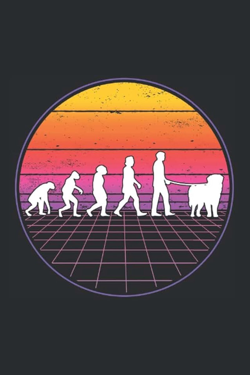Notizbuch: Leonberger Evolution Vaporwave / 6x9 Zoll / 120 karierte Seiten