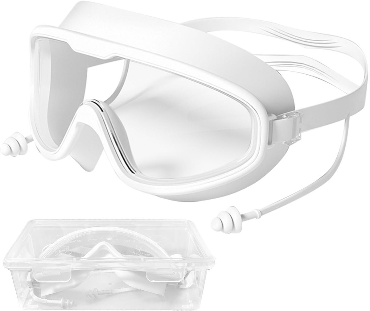 Mannen Vrouwen,ESYFOR Zwembril UV-bescherming Anti-Fog verstelbare 180 ° Panoramisch uitzicht Duikbril met oordopjes en Goggle Case voor volwassenen en tieners