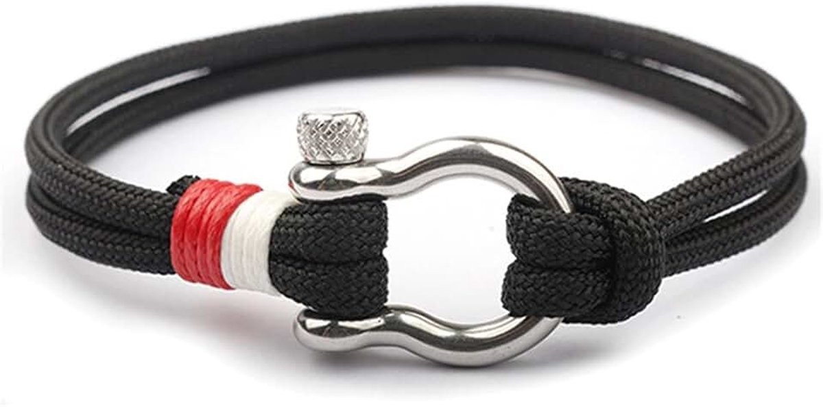 Schakelarmband van staal | heren en dames | roestvrij staal leer, 21 cm, Leer, Zonder steen.