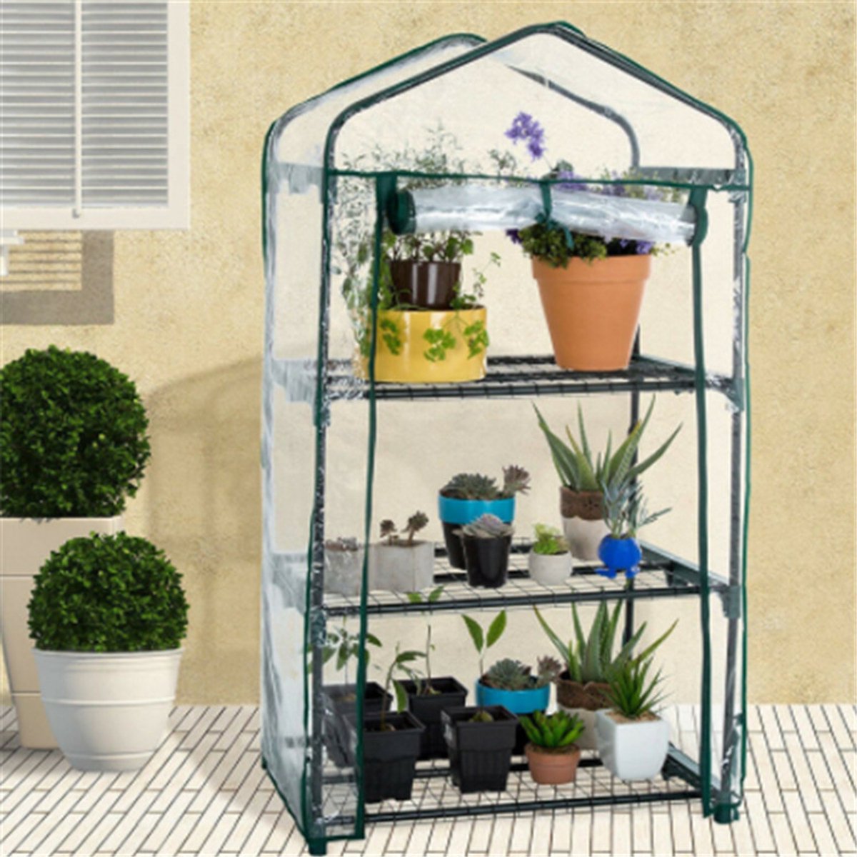 Tuin Serre Cover 2-Niveau - Waterdicht PVC, Mini Plantenhoes (zonder IJzeren Frame), 69x49x126cm, Transparant