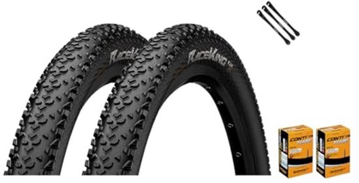 Set van 2 Race King 29 inch fietsbanden met binnenband en metalen bandenlichters