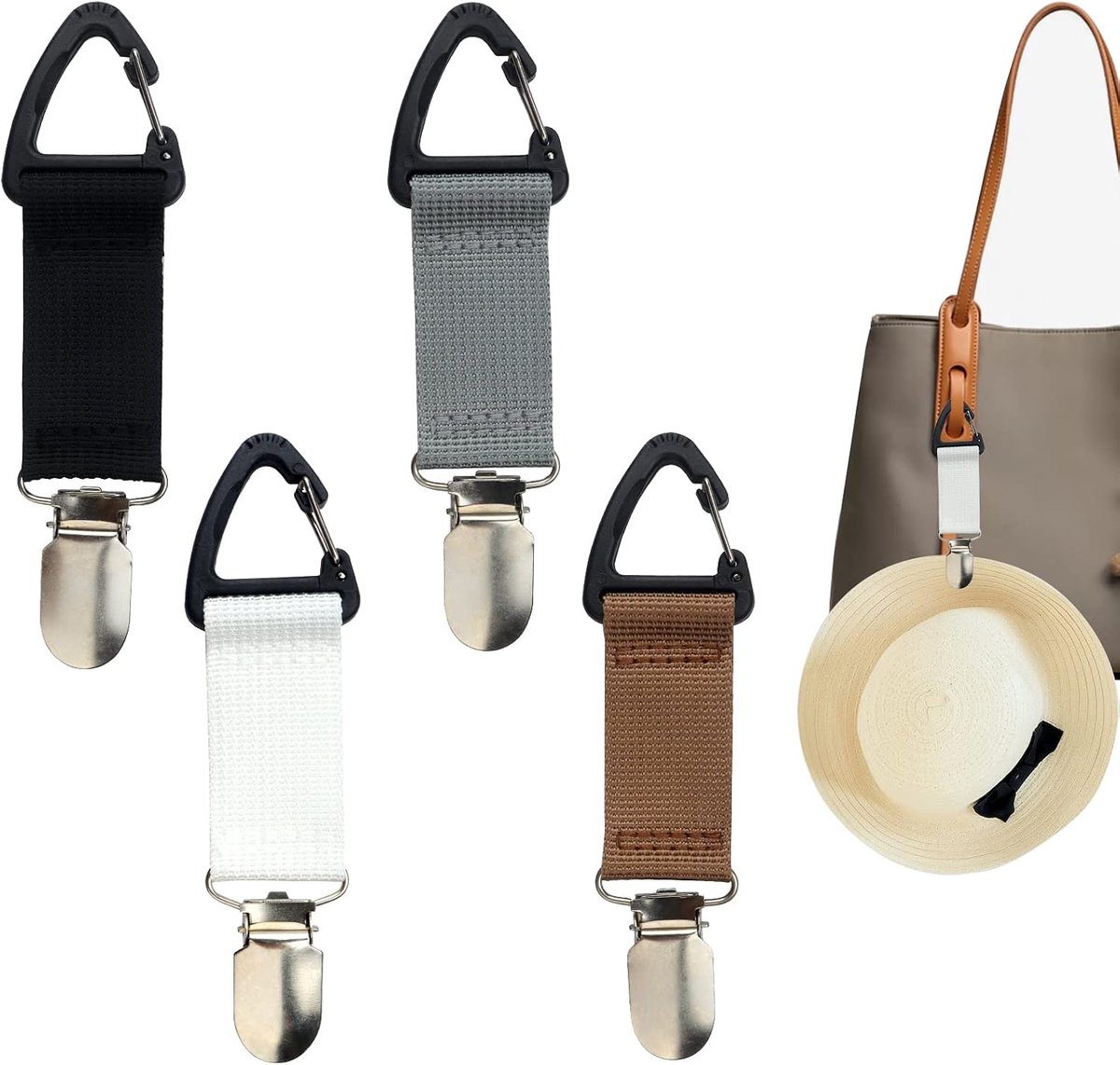 4-delige sjaal en hoed clip reizen, multifunctionele clip|Hoed Organiser|Draagbare Outdoor Travel Accessoires|Rugzak Handtas Hoed Clip