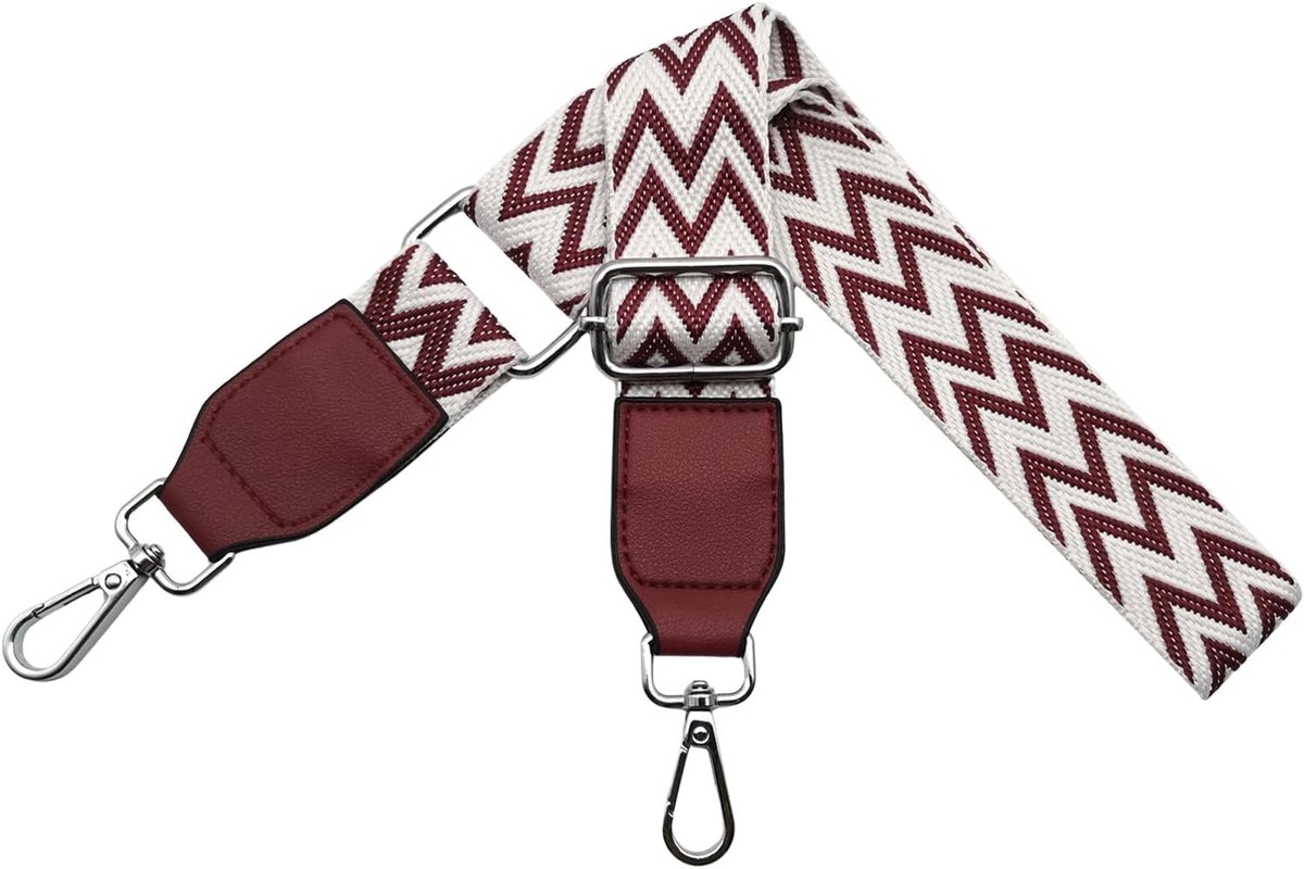 Tasriemen om te wisselen, schouderriem voor tassen, breed, 3,8 cm, van leer met zilveren karabijnhaak, schouderriem, tasriem voor dames, doe-het-zelf accessoires, wijnrood, W09