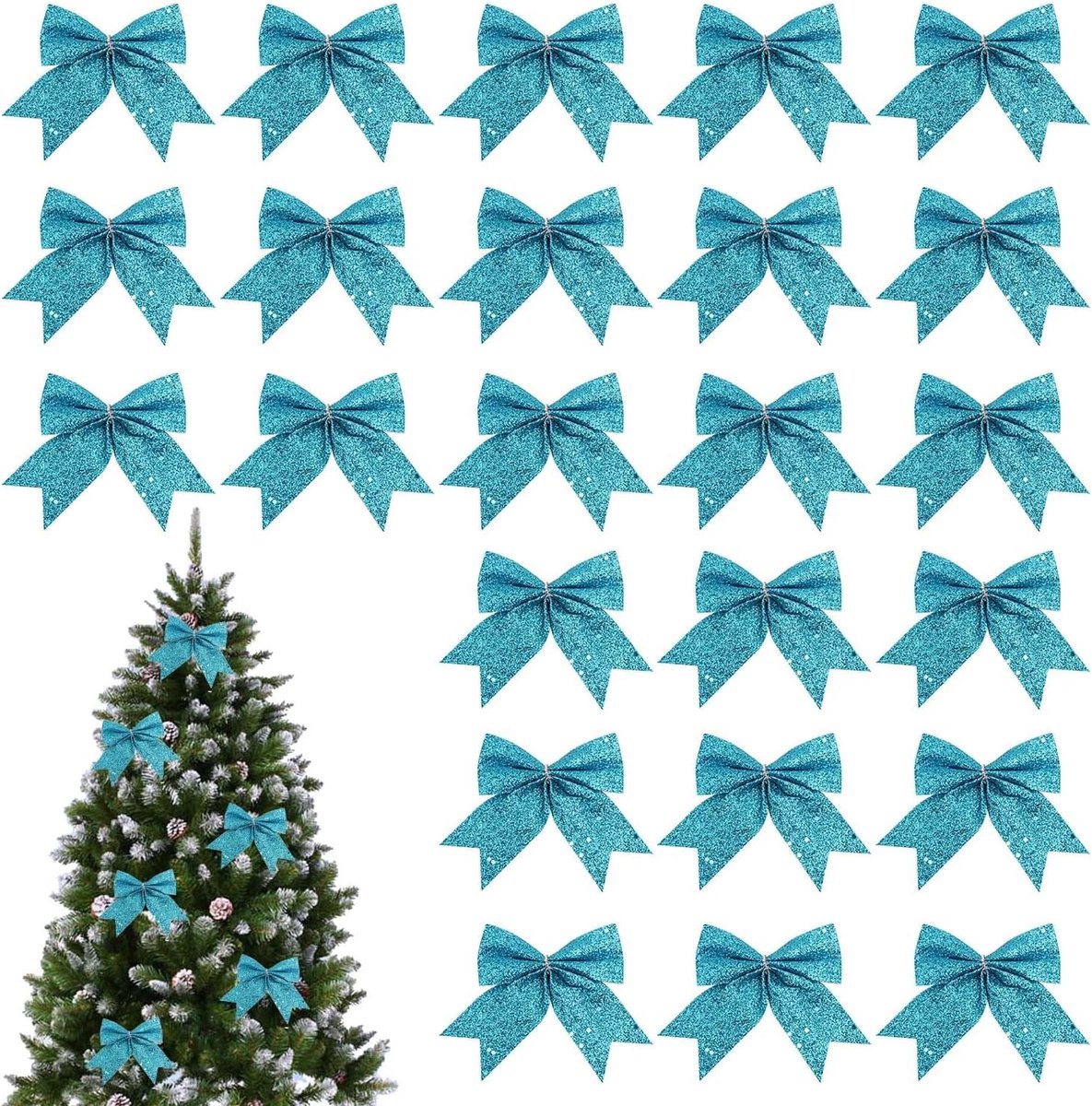 Strikken, kerstdecoratie, kerstboomversiering voor Kerstmis, cadeaudecoratie, feest, bruiloftsdecoratie, blauw