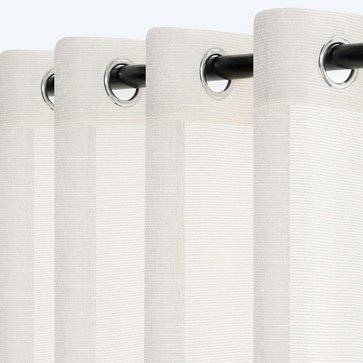 Beige, kort, 140 x 160 cm, lichtdoorlatend, zacht, voor woonkamer, modern, ondoorzichtig, roosterstructuur, met oogjes, decoratief, voor slaapkamer, volwassenen, kinderen, slaapkamer