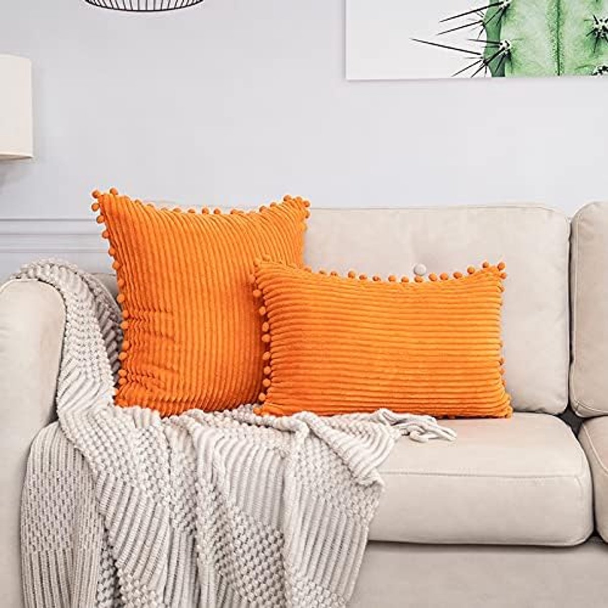 Corduroy Sierkussen Woonkamer Bank Kussen Nachtkastje Rugleuning Rugleuning Kantoor Lendenkussen-Orange||45 * 45cm