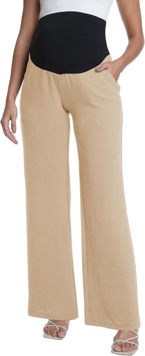 Zwangerschapsbroek voor dames, brede pijpen, vloeiende lounge, zwangerschapsbroek, zomerbroek, strandbroek