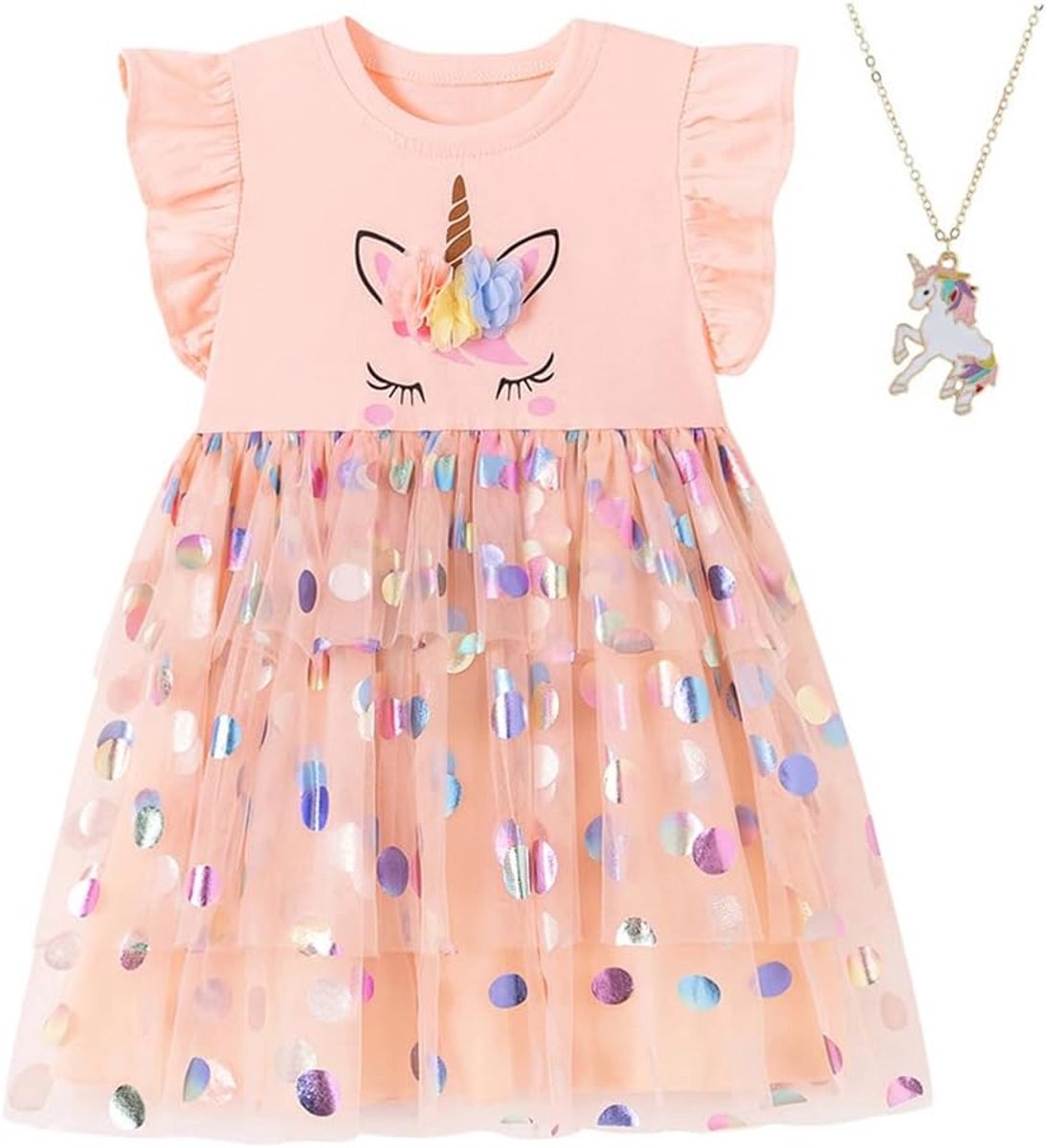 Zomerjurk - Vluchtige Tulle Prinses Jurk met Ronde Hals
