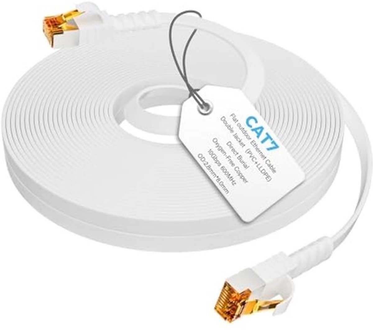 Cat7 Ethernet-kabel 5 meter voor buitengebruik - Waterdichte high-speed internetkabel 10 Gbit/s met kabelclips