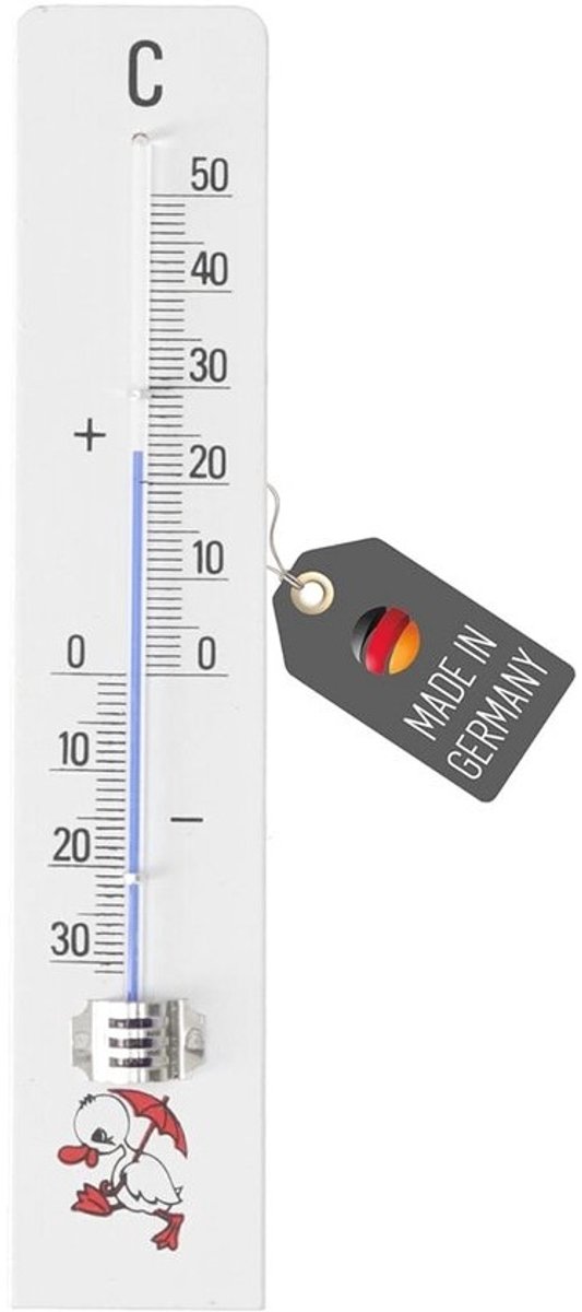 Houten Thermometer voor Binnen en Buiten - Analoge Temperatuurmeting van -30 °C tot 50 °C, 20 cm