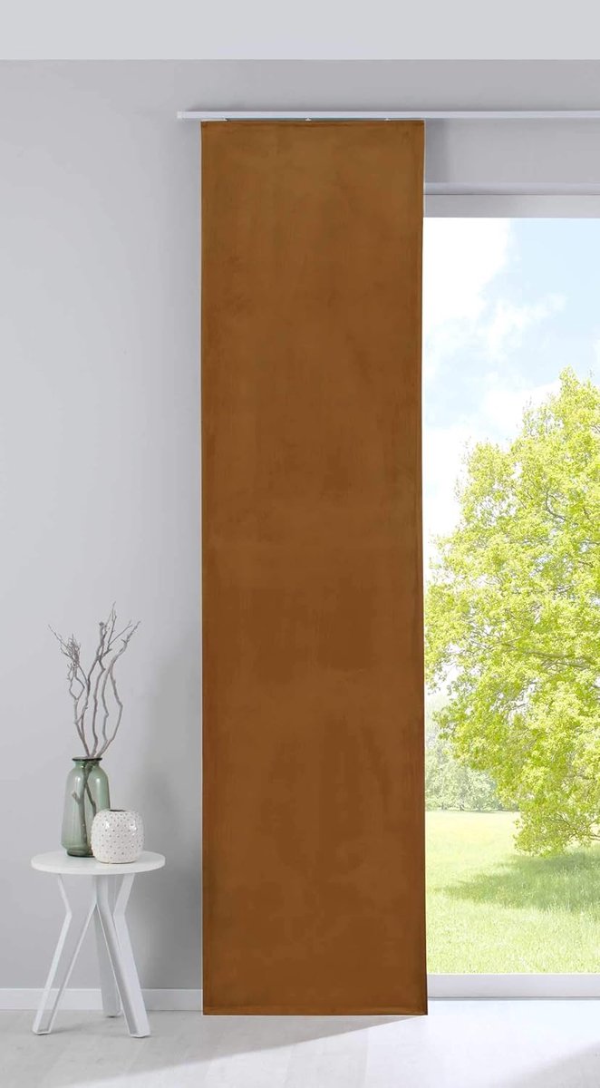 Milano 203571 Verduisteringsgordijn, gordijn, fluweel, ondoorzichtig, verzwaringsstang, mosterd, H x B 245 x 60 cm
