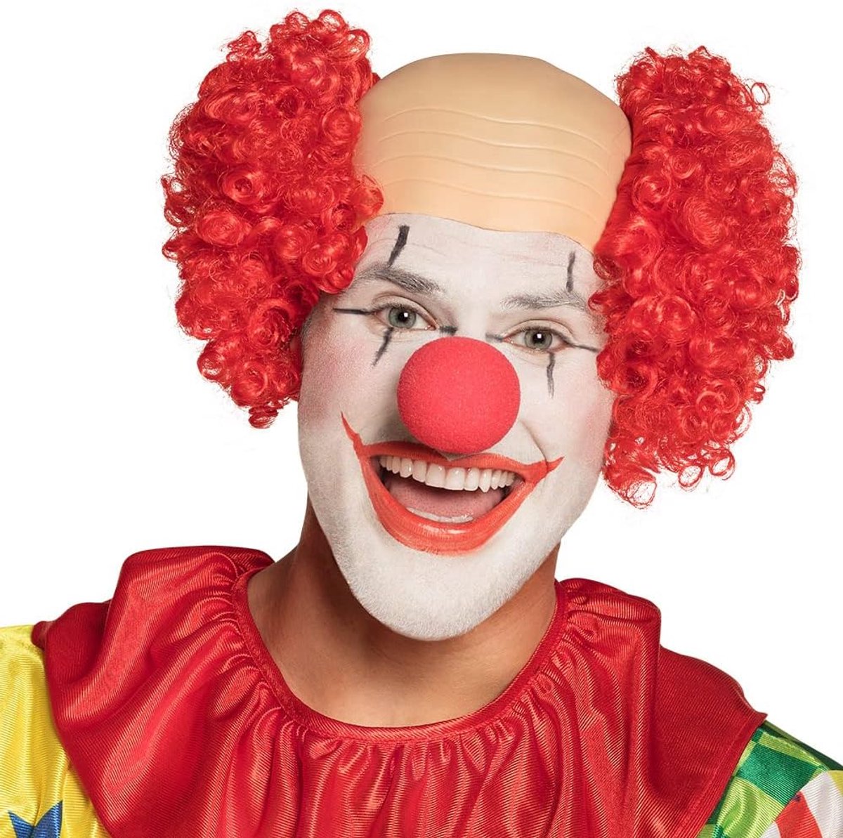 Pruik clown met halfglad
