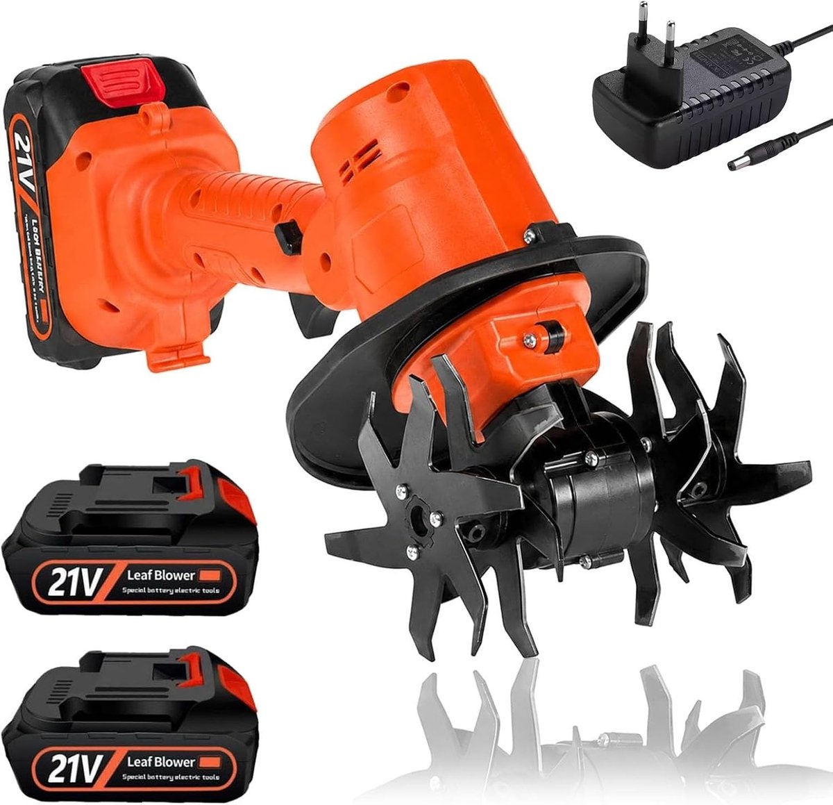 Elektrisch mes - Type - 21 V Accu Tuinfrees met 4 Metalen Messen - 10 cm Werkbreedte en Werkdiepte - Voor Tuinonderhoud