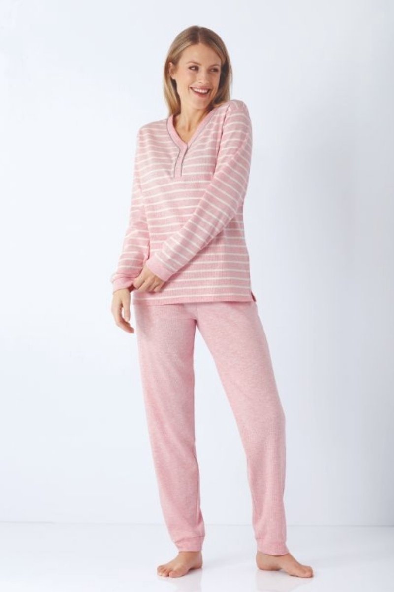 Hajo Premium katoen dames pyjama roze gemêleerd Hajo - Roze - Maat - 52/54