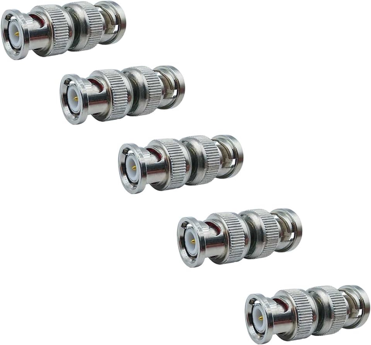 5 stuks BNC-adapter, BNC-stekker naar stekker, koppeling, coax-adapter voor beveiligingscamera, video, CCTV