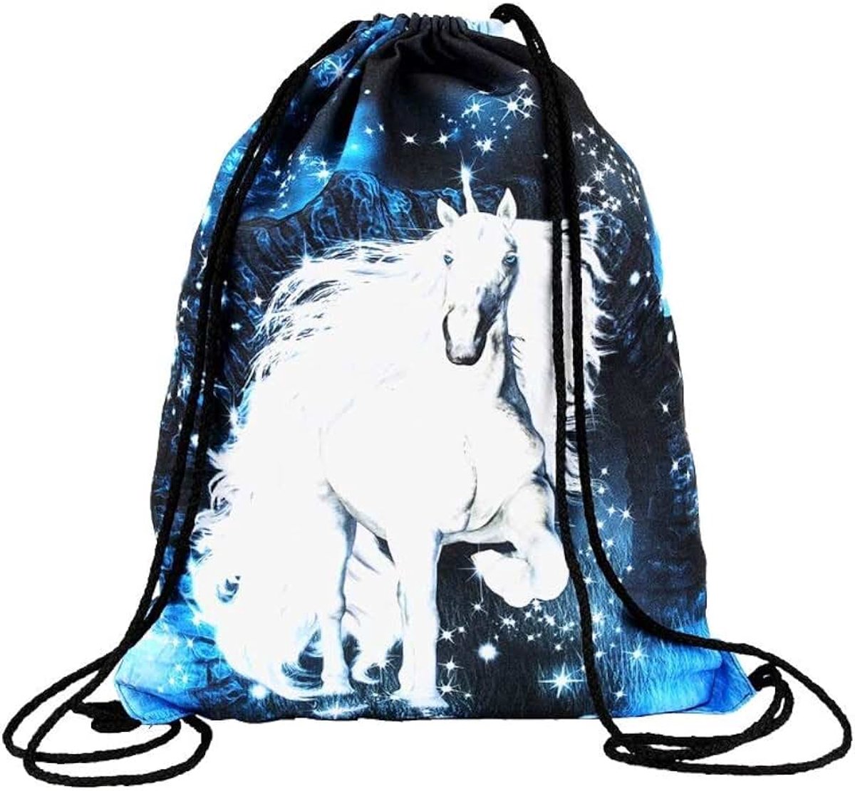 Jute tas met magische eenhoornmotief, print, sporttas, tas, rugzak, tas, gymtas, gymtas voor meisjes, modieuze sporttas, boodschappentas, eenhoorns