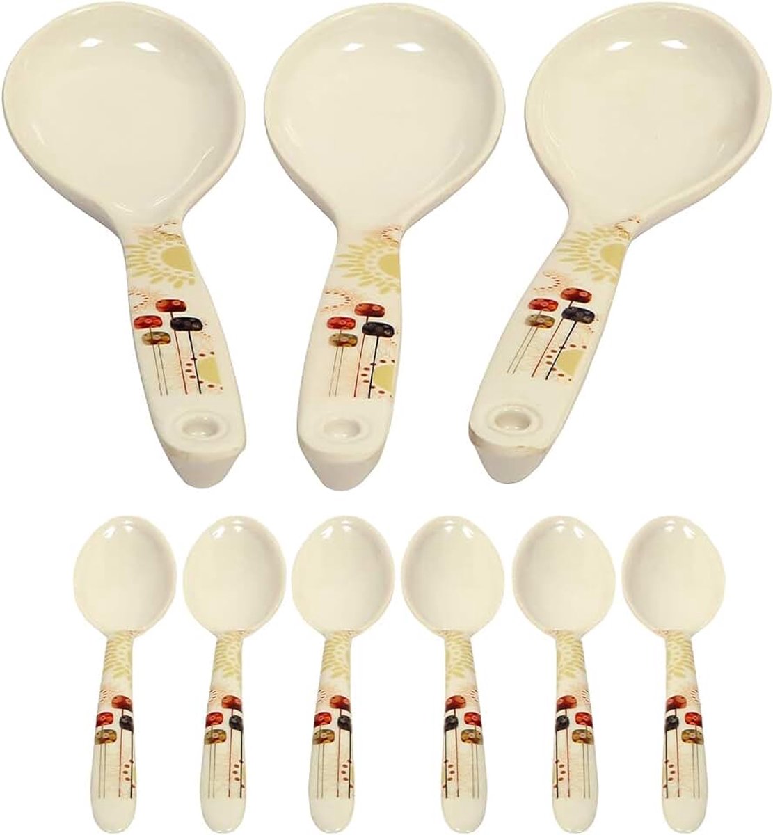 Melamine Diner Set Gedrukt Servies Diner Set Voor Keuken 40 Stuks Voor Keuken Wit en Multicolor