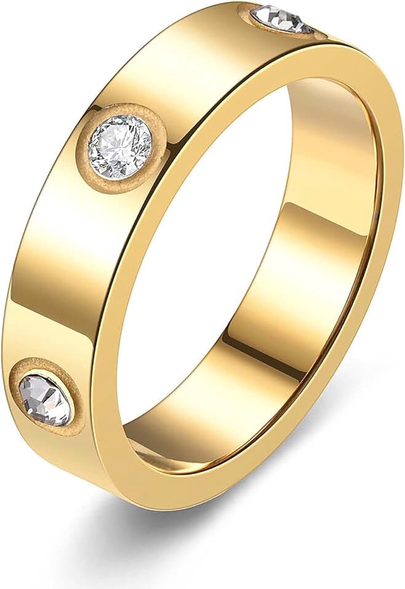 Liefde Vriendschap Ring voor Mannen Vrouwen Titanium Staal met Cubic Zirconia