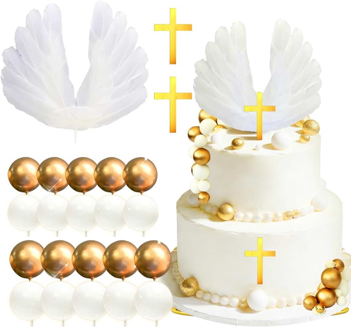 Doop, 23 stuks, taarttoppers, communie, taarttoppers, goud, geschikt voor christendom, heilige communie, doop, babyshower