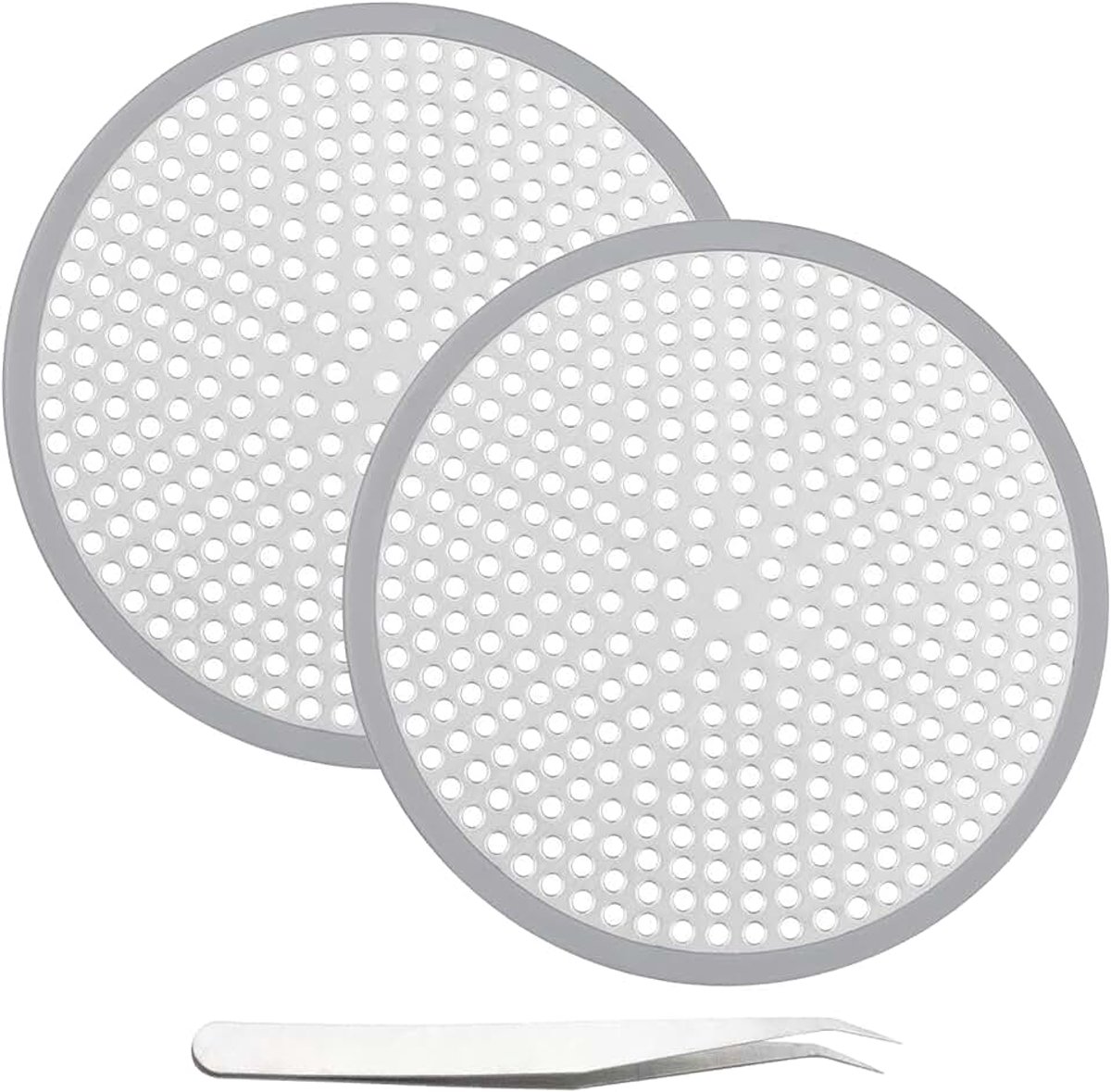 2 stuks afvoerzeef, douche, roestvrij staal, douche, haarzeef, badkuip, douche, haarvanger, ronde haarzeef met pincet voor spoelbak, badkamer, keuken