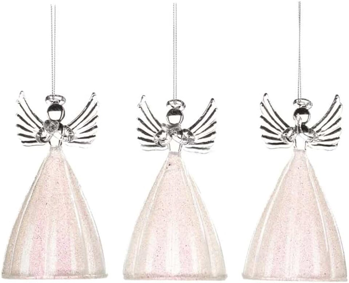 Goodwill Kerstbal engel glas wit 12 cm voordeelaanbieding Ass Pro 3 stuks